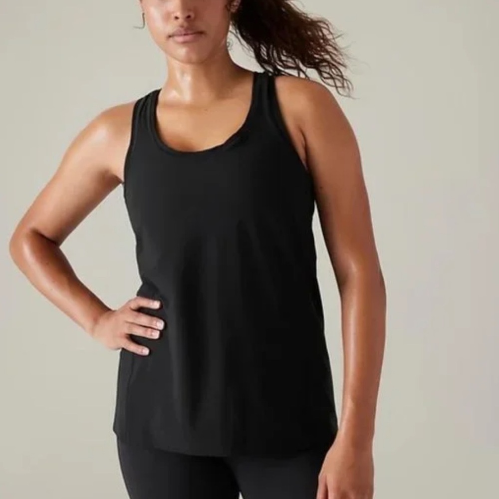 ATLETA Ultimate Scoop Tank Top Racerback Sleeveless Black Flowy Athleisure